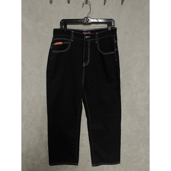 JNCO Jeans Men 32X27 Black Baggy Hip Hop Skate Streetwear Denim Skull‎ Wide Leg - Picture 2 of 10